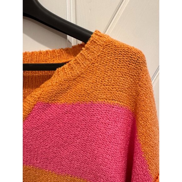 NWT Wishlist Knit Striped Quarter Button Sweater Pink Orange Womens Size XL - Picture 3 of 9